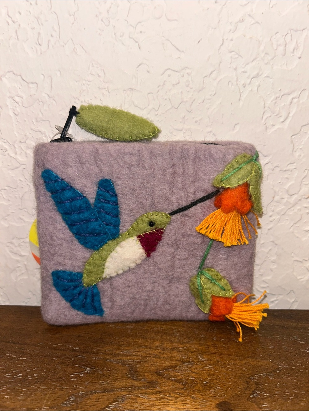 New, Wild Woolies Hummingbird Wool Coin Change Purse - Picture 4 of 4